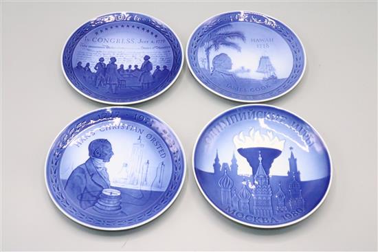 16 Royal Copehagen blue and white commemorative plates